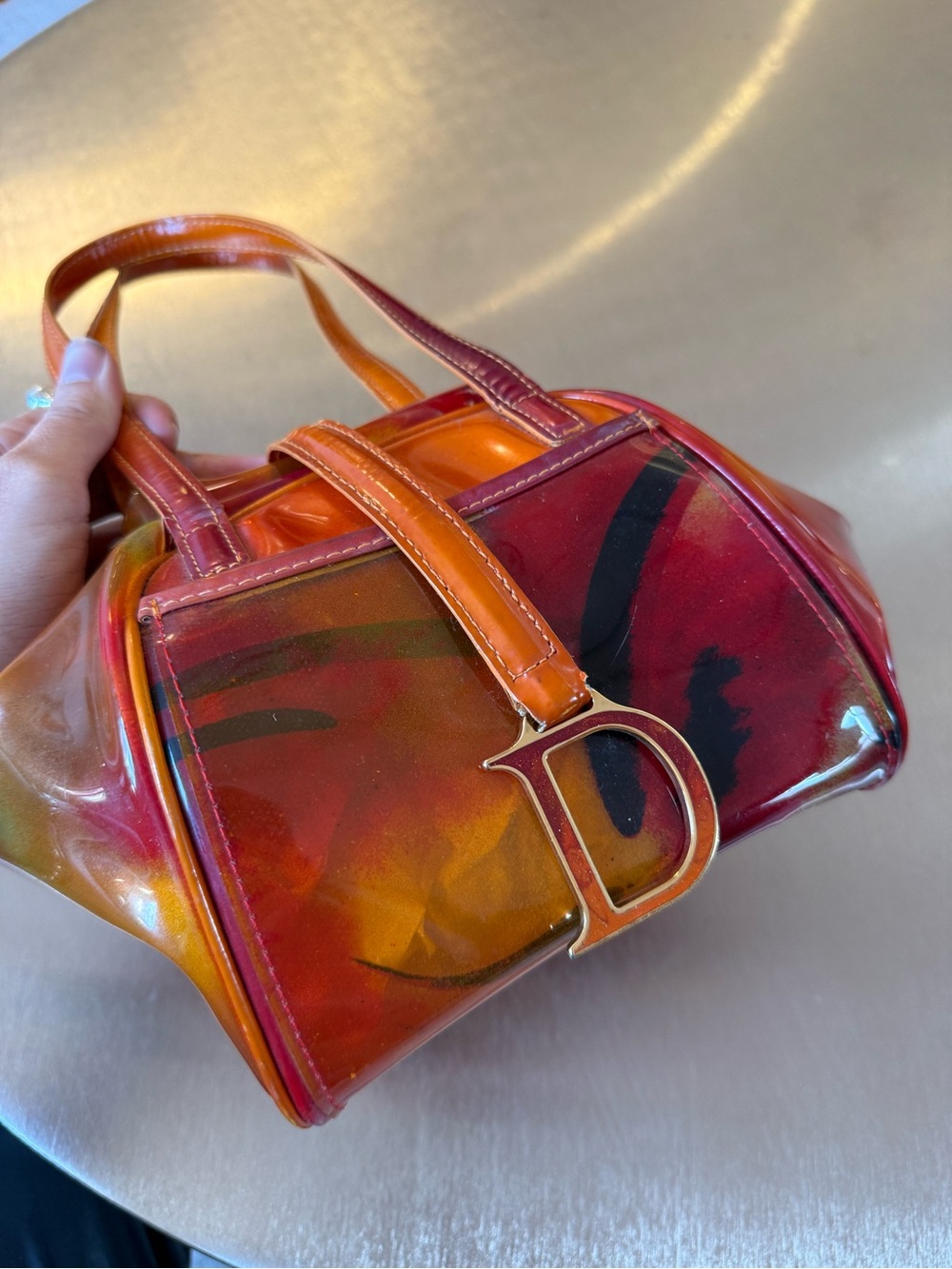 DIOR VINYL SUNSET OMBRÉ DUMPLING BAG - Picture 3 of 6